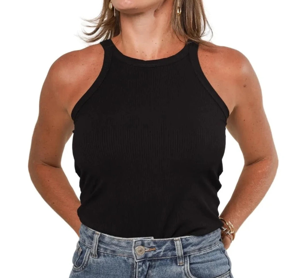 Black Ribbed Tank Top